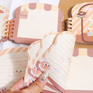 Kawaii Toast Shaped Spiral Notebook | Cute Bread Character Mini Notepad