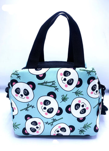 Premium Quality Baby Animals Printed Large Capacity Mesh Padded Lunch Bag: Spacious, Stylish, and Versatile with Adjustable Strap (Panda)