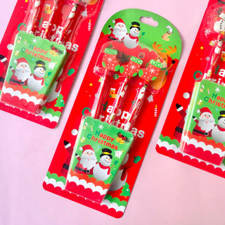 Christmas Theme Pencil with 3D Eraser Topper 3pc (random)