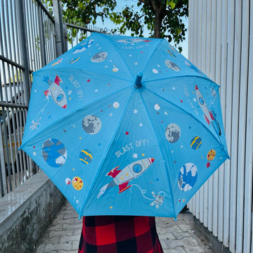 Magical Color-Changing Umbrella for Kids: Light Blue Space (Design May Vary)
