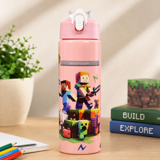 Minecraft Kids Water Bottle 750ml – Leak-Proof, BPA-Free with Flip Straw