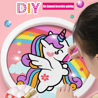 Cute Animals: Round Sparkling Diamond Painting Kits with Easel Stand- Adorable DIY Art Kit