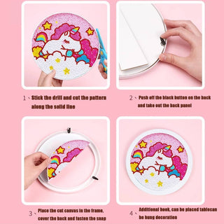 Cute Animals: Round Sparkling Diamond Painting Kits with Easel Stand- Adorable DIY Art Kit