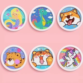 Cute Animals: Round Sparkling Diamond Painting Kits with Easel Stand- Adorable DIY Art Kit
