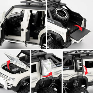 Premium Quality Die Cast Simulation Pull Back Sports Toy Car (Defender) (White)