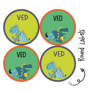 Round Waterproof Labels - Dino Colours (70 Pcs) (PREPAID ONLY)