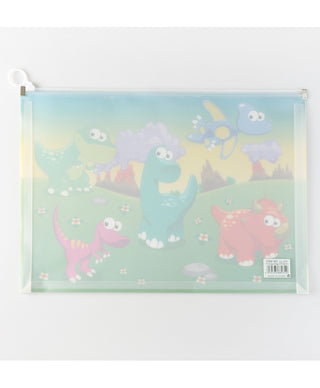 Dinosaur Design Printed Zipper Folder Pouch (Random Design) (1pc)