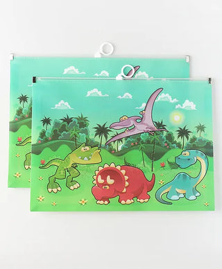 Dinosaur Design Printed Zipper Folder Pouch (Random Design) (1pc)