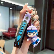 Premium Quality 3D Cute Kawaii Skate Boy & Rabbit Cap Girl Keychains: Adorable Accessories for Kids Pack of 2 (Random Colour)