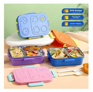 3 Compartment Kids Stainless Steel 750ml Lunch Box with 80ml Sauce Bowl