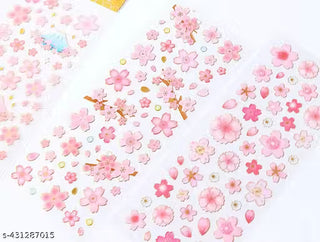 Sakura Cherry Blossom Gold Foil Sticker Sheets | Kawaii Floral Scrapbook Stickers