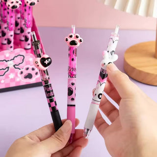 Kawaii 3D Topper Ball Pen – Pink Bunny, Heart & Paw Print | Kids Stationery