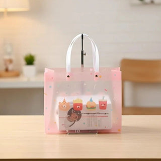 Kawaii Frosted PVC Kids Handbag | Pastel Cartoon Gift Tote (Pack Of 12) (Small)
