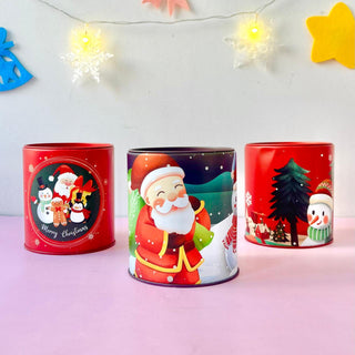 Christmas Theme Round Metal Coin Box (random 1pc)