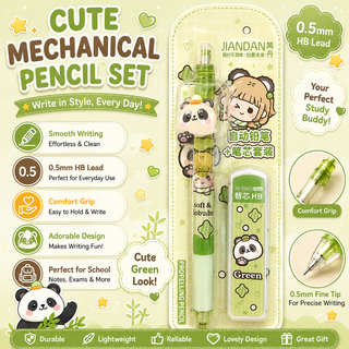 Kawaii Mechanical Pencil Set — 0.5mm HB Lead | 4 Cute Colors (Random)