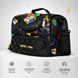 Harry Potter Double Decker Insulated Lunch Bag – Black | Kids School Lunchbox