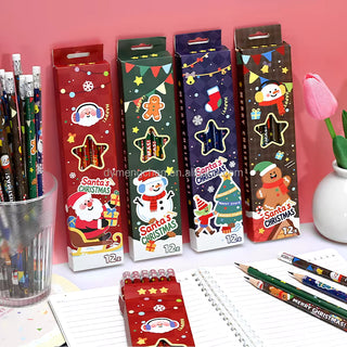 Christmas-Themed Pencil Pack of 12 (Random design)