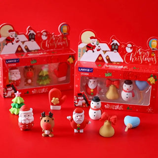Christmas-Themed 3D Erasers for Kids (Pack of 4)