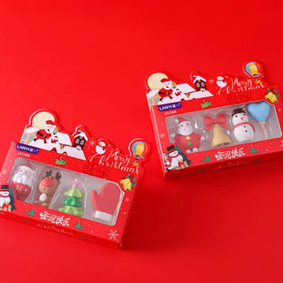 Christmas-Themed 3D Erasers for Kids (Pack of 4)