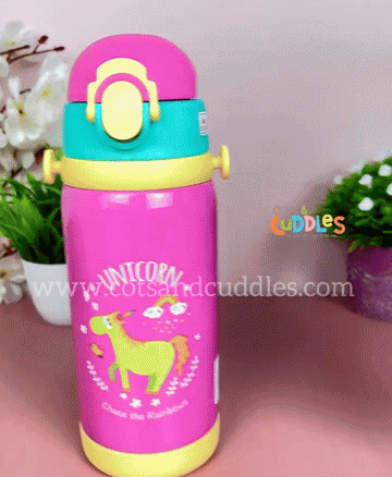 Double Cap Unicorn Stainless Steel Water Bottle - 450ml