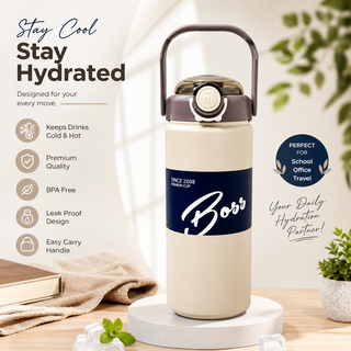 Double Drink Vacuum Sports Water Bottle | 316 Stainless Steel Thermos with Handle 1000ml
