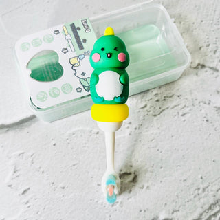 Cute 3D Cute Dino Shape Microfiber Soft Bristles Toothbrush with Travel Case for Kids Age 2+ (Pack of 1)
