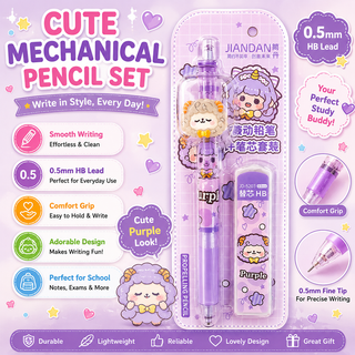 Kawaii Mechanical Pencil Set — 0.5mm HB Lead | 4 Cute Colors (Random)