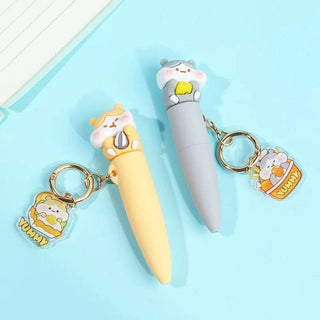 Kawaii Character Bestie Charm Gel Pen | Cute Topper Pen with Keychain 2pc  (Random)