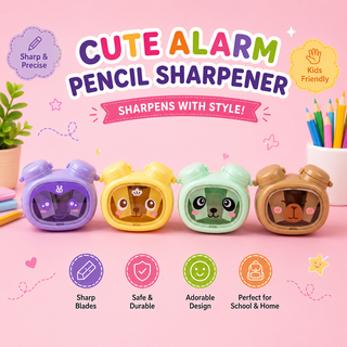 Kawaii Alarm Pencil Sharpener for Kids | Cute Animal Design | Safe & Sharp
