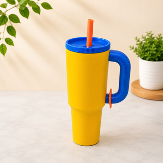 Insulated Tumbler with Handle & Straw | BPA Free | 5 Bright Colors
