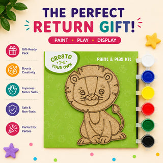 Create Your Own Paint & Play Mdf Kit – Safari Animals DIY Craft Set for Kids (Pack Of 4)