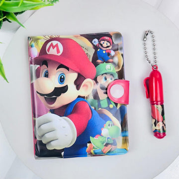 Cute Mini Mario Design Pocket Diary with Pen for Kids (Random Colour)