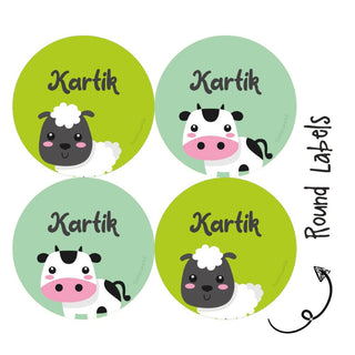 Round Waterproof Labels - Farm Animal (70 Pcs) (PREPAID ONLY)