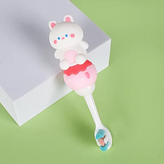 Cute 3D Teddy Bear Shape Microfiber Soft Bristles Toothbrush with Travel Case for Kids Age 2+ (Pack of 1)