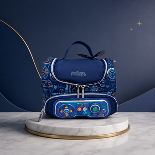 Game Controller Design Double Decker Lunch Bag for Kids – Navy Blue | Insulated School Lunch bag