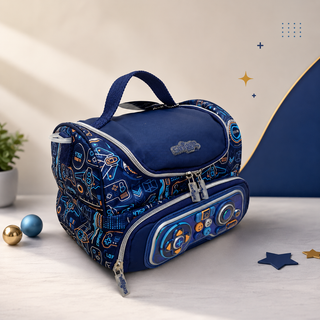 Game Controller Design Double Decker Lunch Bag for Kids – Navy Blue | Insulated School Lunch bag