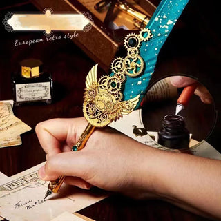 Vintage Quill Feather Calligraphy Pen Set
