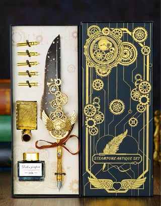 Vintage Quill Feather Calligraphy Pen Set
