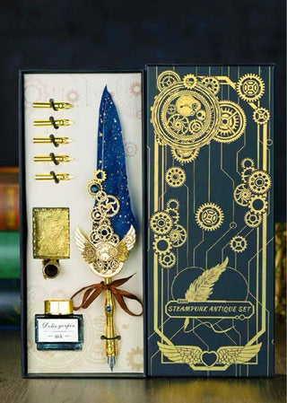 Vintage Quill Feather Calligraphy Pen Set