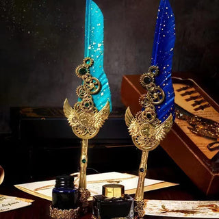 Vintage Quill Feather Calligraphy Pen Set