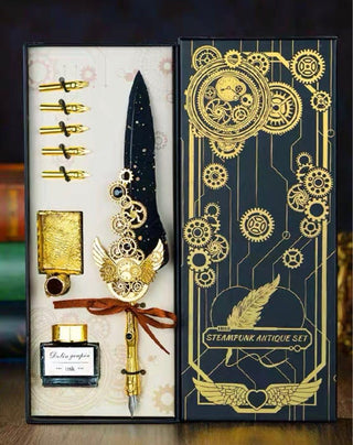 Vintage Quill Feather Calligraphy Pen Set