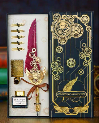 Vintage Quill Feather Calligraphy Pen Set