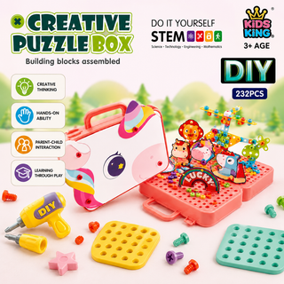 Creative Puzzle Box – 232 Pcs DIY STEM Building Blocks Set for Kids (3+ Years)