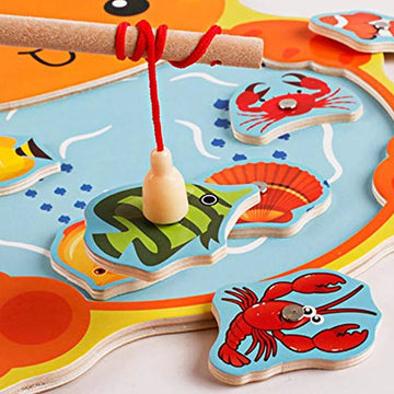 Animal Design Wooden Board Fishing Game for Kids