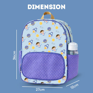 Cots and Cuddles Cute Space Buddy Theme Printed Canvas Backpack for Kids