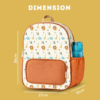 Cots and Cuddles Cute Playful Safari Theme Printed Canvas Backpack for Kids
