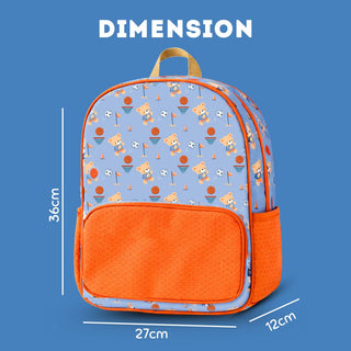 Cots and Cuddles Cute Sporty Bear Theme Printed Canvas Backpack for Kids
