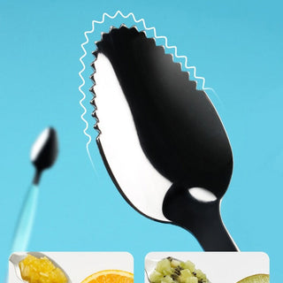 2 in 1 Silicone Baby Soft Tip Spoon & Stainless Steel Fruit Scraper Spoon