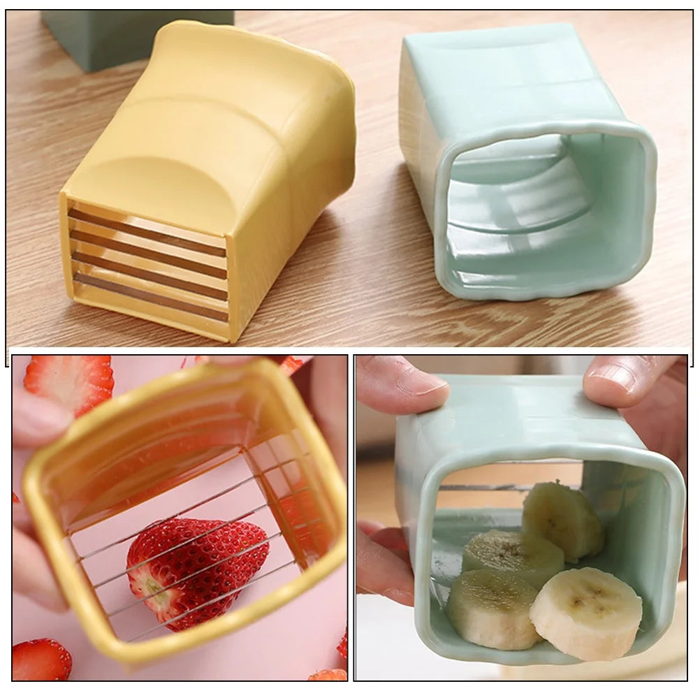 4-Piece Strawberry Slicer Set - Stainless Steel Fruit & Vegetable Cutting Cups