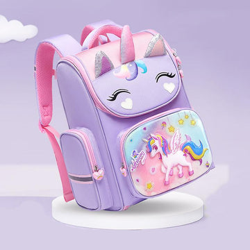 Unicorn Theme Fully Open Design Kindergarten Backpack for Kids